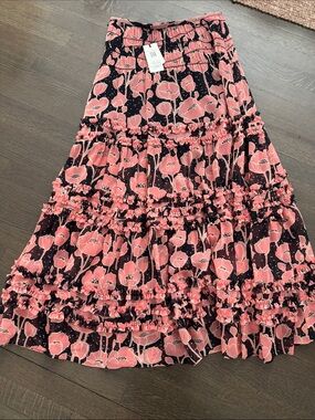 Ted Baker Black Maxi Skirt with Pink Floral Print